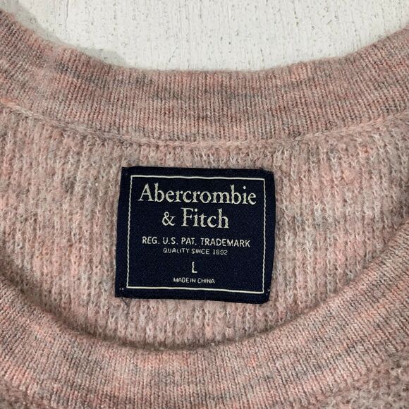 Abercrombie & Fitch Marled Knit Sweater Womens L Large Pink Gray Zip Shoulder - Picture 8 of 12